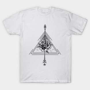 Geometric Rose Design T-Shirt